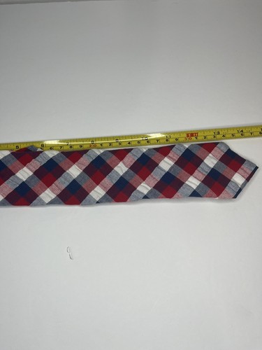 Westbury 100% Cotton Zip Adjustable Pre Tied Ties Red White Blue Plaid Boys - Picture 9 of 11