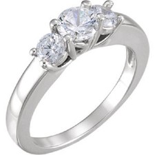 3 Stone Round Diamond Engagement Wedding Ring 14k Gold SI1 1.21 tcw