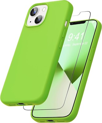 Flüssig Silikon Hülle Kompatibel für iPhone 13 & Hartglas Displayschutz