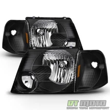 Blk 2002 2003 2004 2005 Ford Explorer Headlights+Corner Signal Lights Left+Right