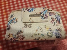 NEW Buxton Butterflies Flowers Leaves Tri Fold Organizer Wallet Metallic