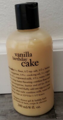 Philosophy Vanilla Birthday Cake Shampoo Shower Gel Bubble Bath 8 Fl Oz Bottle 