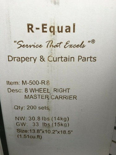 Lot of 2 Cases 8 Wheel Master Carrier Hotel Drapery Hardware (200 Sets Per Case) - Picture 5 of 6