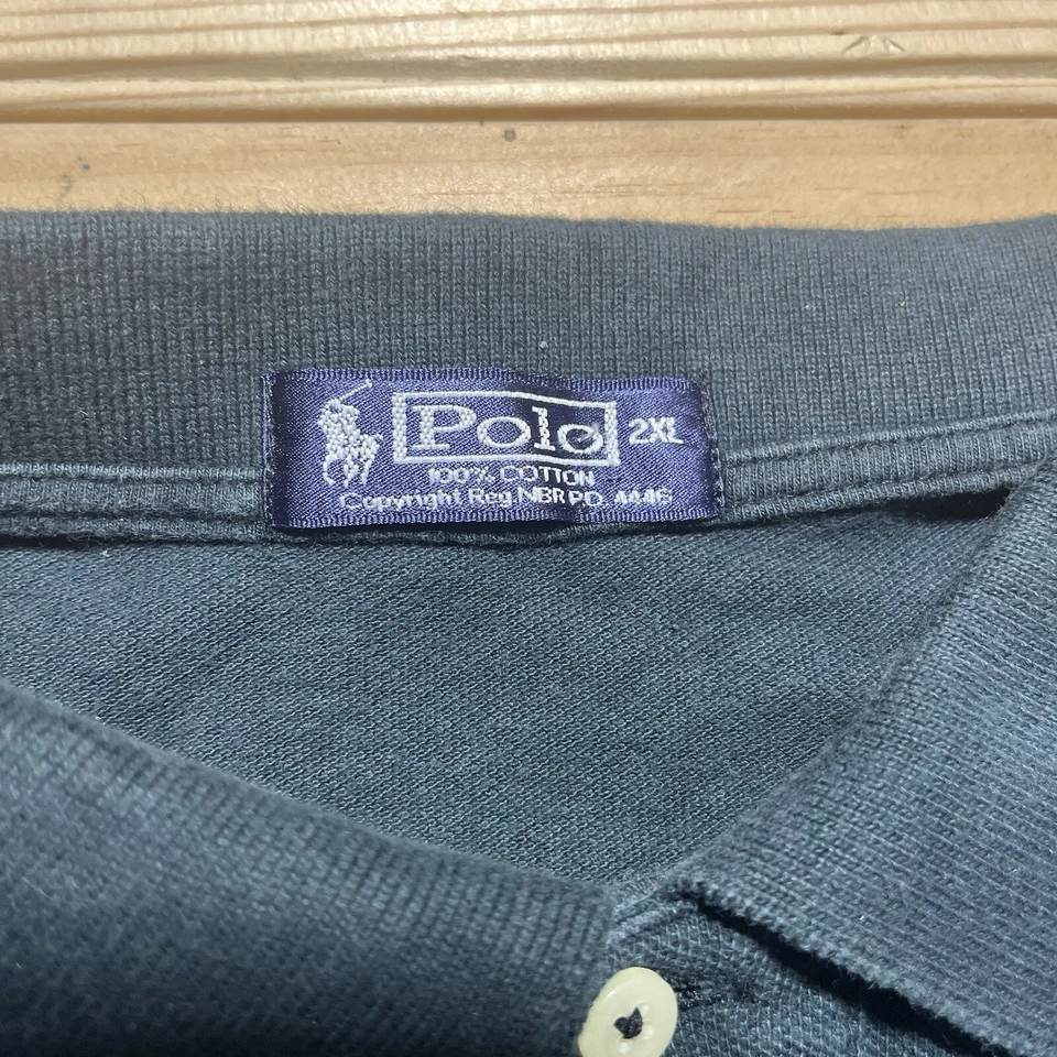 Camisa polo masculina casual RALPH LAUREN PURPLE LABEL preta 100% algodão - XXL 2XL - Imagem 2 de 4