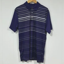 PGA Tour Pro Series Golf Polo Shirt Large Purple White Gray Stripes