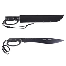 18" D-Handle Sawback Machete With Sheath, Lanyard, Belt Loop and Thumb Snap