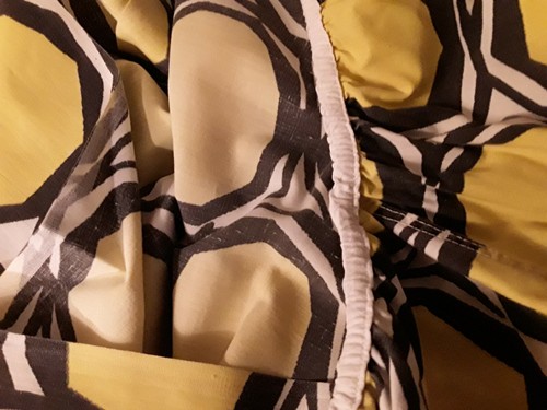 Vintage 1960's Bed Fitted Sheet Yellow Black White Twin - Picture 2 of 3