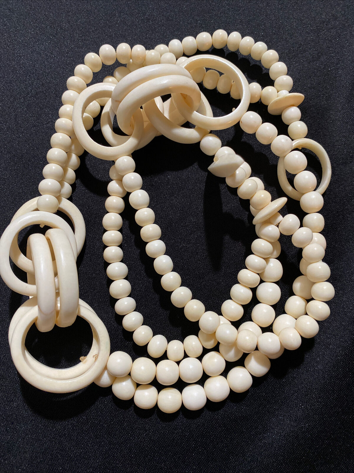 VINTAGE Ivory  Beaded Double Strand Necklace-168 … - image 2