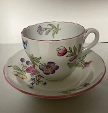 Teacups, Saucers, Spode China, Floral, Set of 7