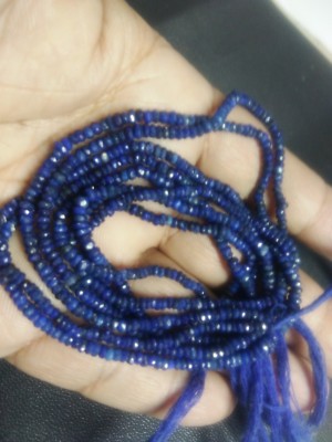 2 STRANDS BLUE  CORUNDUM  RONDELLE FACETED 3- 3.5 MM BEADS GEMSTONE 13'' STRANDS