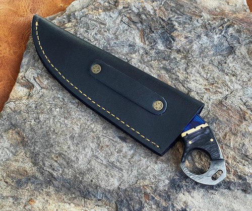 Damascus Steel Hunter Fixed Blade Knife Full Tang Wood Handle Personalized Gift - Picture 4 of 21