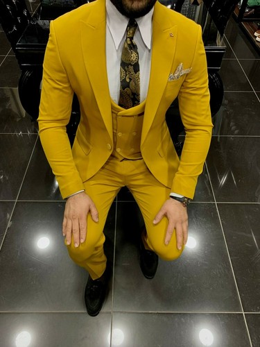 Abito uomo con gilet, colore senape | eBay