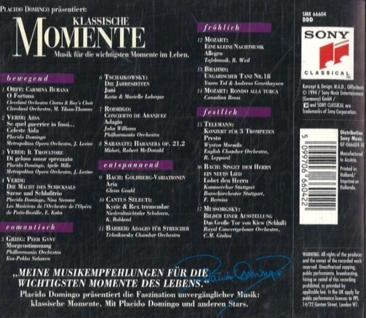 Placido Domingo präsentiert: Klassische Momente (CD) - Bild 2 von 2
