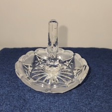 Vintage Ring Holder Frosted Hearts Clear Glass Dresser Tray