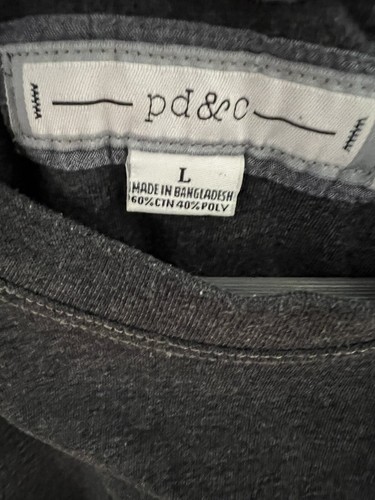 Mens Shirt Size Large Gray Soft T-Shirt Pocket Tee Stitching Details PD&C - Picture 2 of 8
