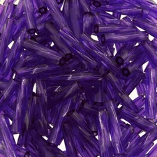 Miyuki Twisted Bugle Beads 2.7x12mm 16GM Transparent Dark Purple