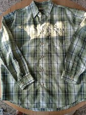 Paradise Collection Dress Shirt Mens Large Green White Plaid Long Sleeve