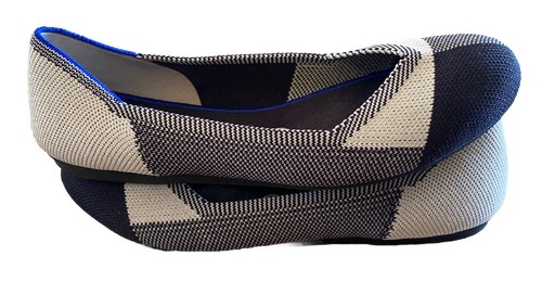 Puntera plana de ballet lavable ROTHY'S 7,5 The Flat Plaid negra blanca/crema para mujer - Imagen 4 de 7
