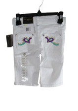 NWT Rocawear Youth Girls Denim Bermuda Shorts 4 White MSRP 34