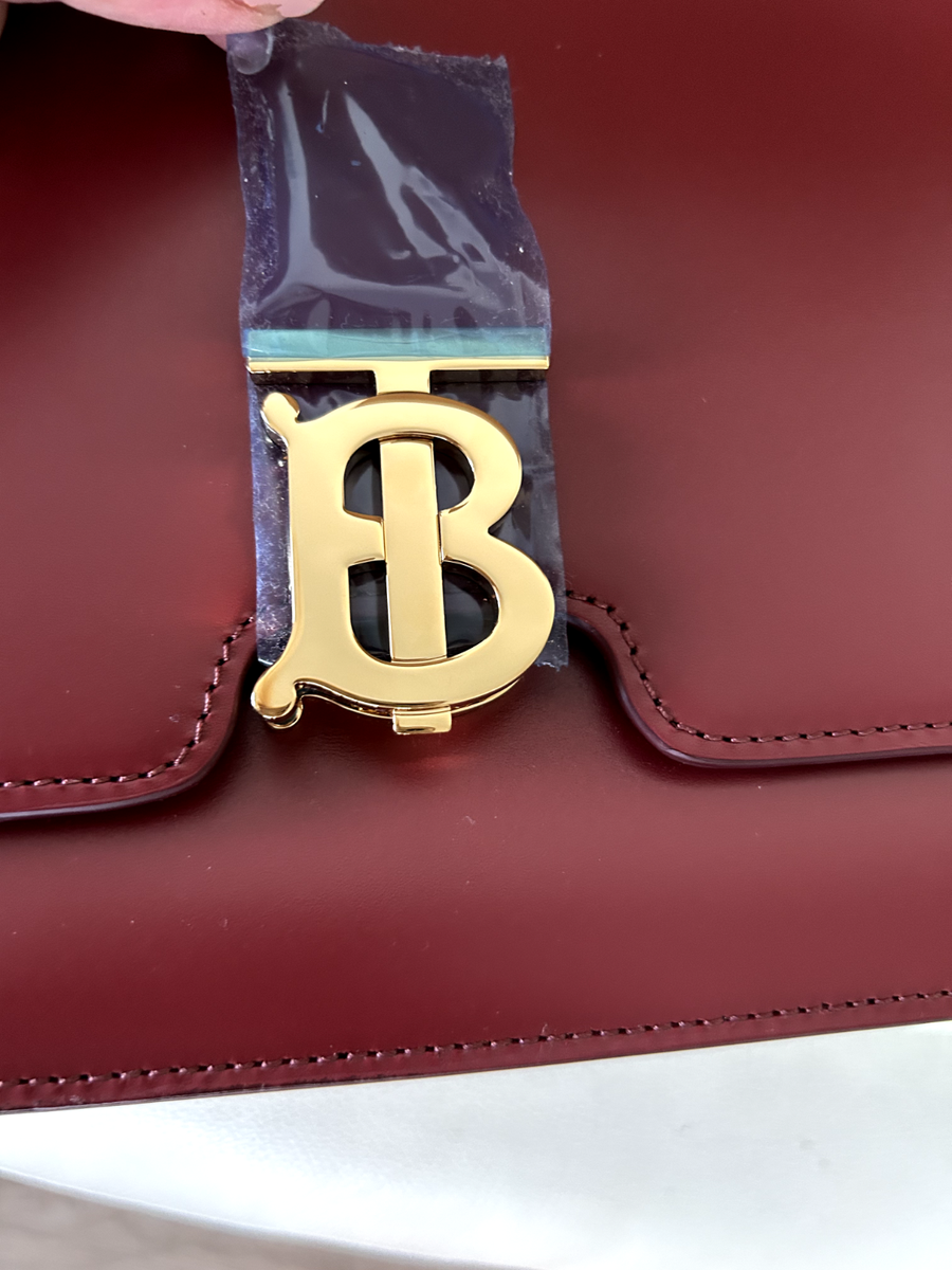 NWT Burberry TB Medium Crimson Red Burgundy Maroon Leather Bag