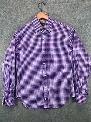 TAILORBYRD Shirt Mens Small Purple Check Green Flamingo Button Up Long Sleeve