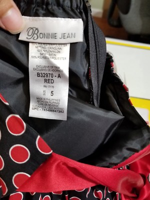 Robe Bonnie Jean Taille 5 - Noir/rouge à Pois, Tulle élégant (neuf)