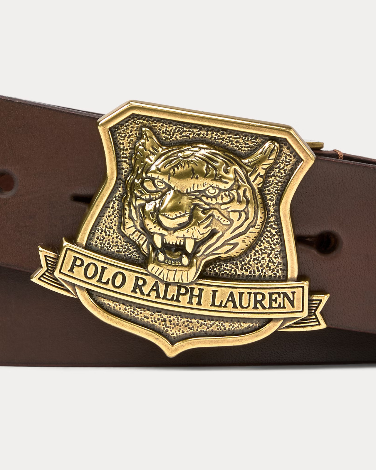 Кожаный ремень Polo Ralph Lauren с тигровой пряжкой- Цвет Коричневый- Размер 40 19190₽