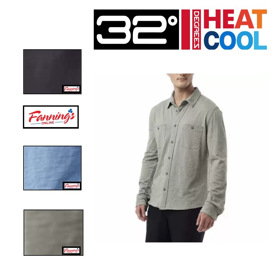 32 Degrees Cool Men's Long Sleeve Button-Up Shirt H11