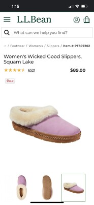 LL Bean Squam Lake Women's Pink Suede Wicked Good Shearling Lined
