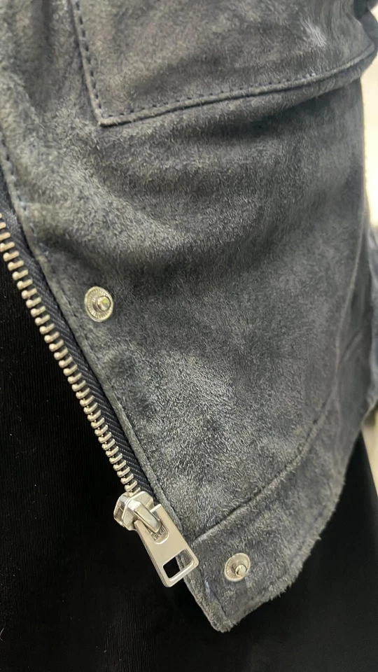 Mango Chaqueta de Piel Usado Mujer Gris Vaqueros Talla XS PGS1193PI - Imagen 3 de 4