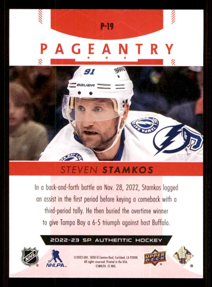 2022-23 SP Authentic Pageantry Red #P19 Steven Stamkos - Image 2 of 2