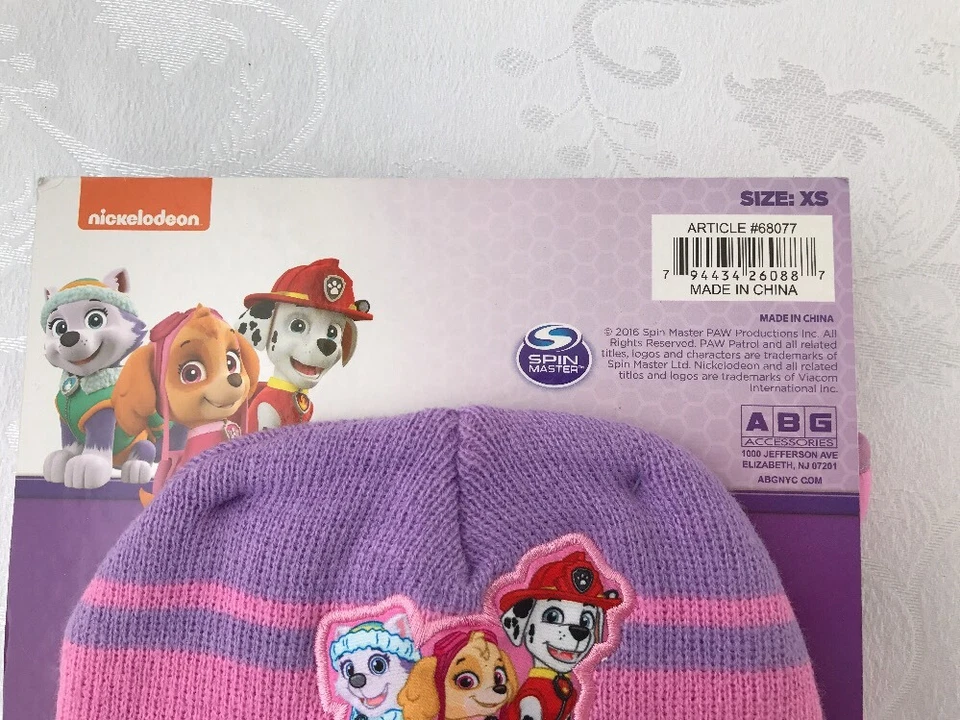 Niñas Paw Patrol Invierno Sombrero Esquí Mitones Conjunto Talla XS Niño Pequeño Nickelodeon Gorro Foto 4 de 4