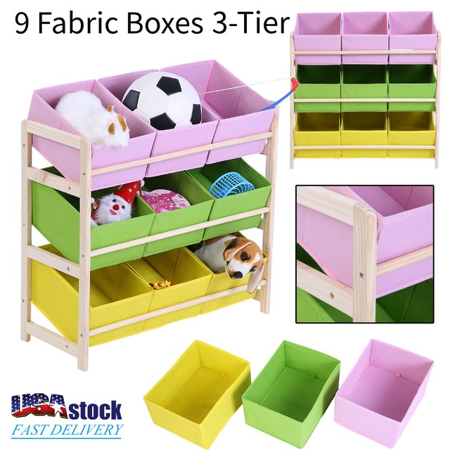 toy storage cabinet with bins