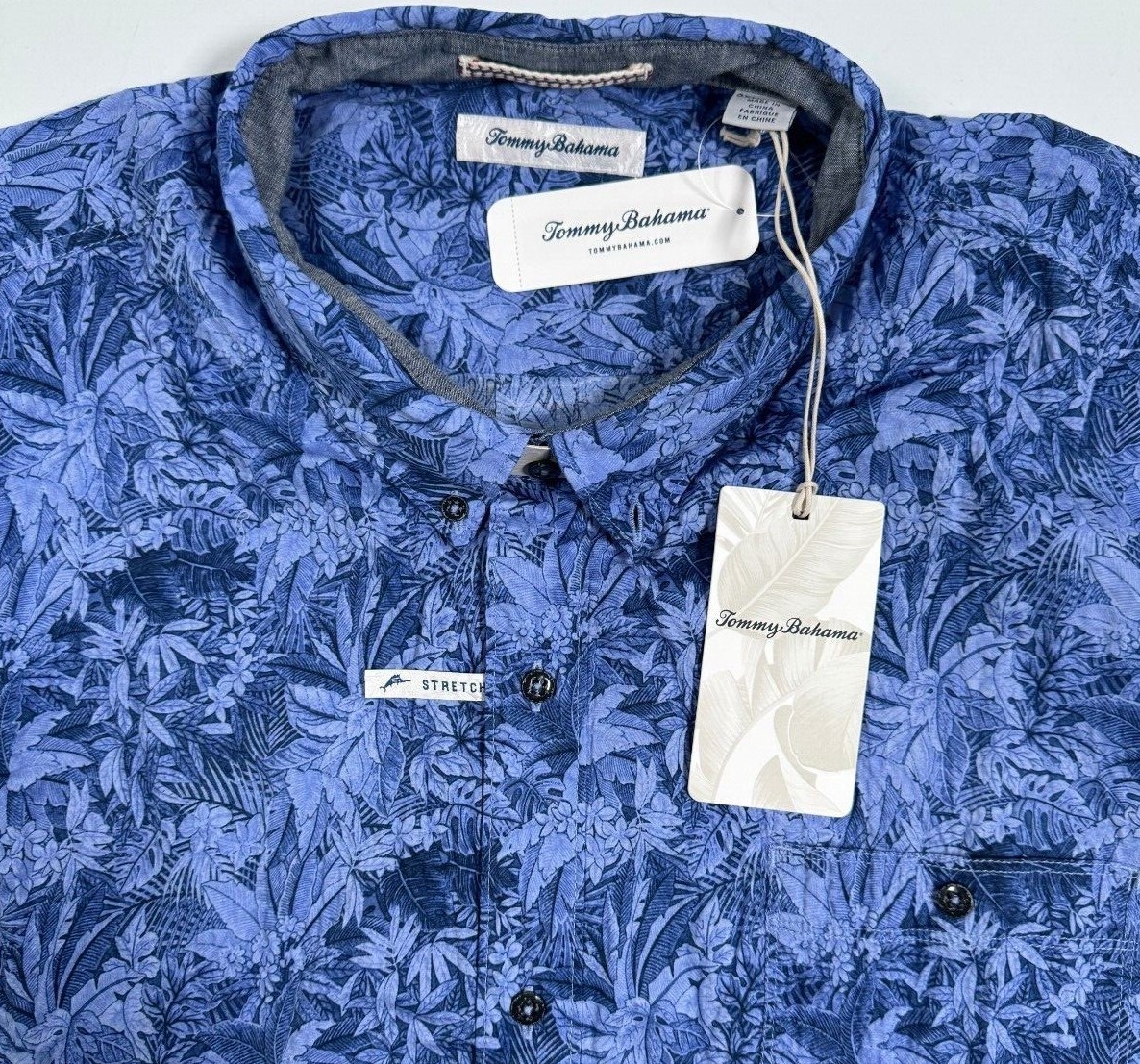 $138 Tommy Bahama Men Big Tall Jungle Shirt Violet 2XLB 3XLB Tropical Print B2