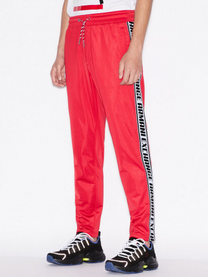Мужские брюки спортивного стиля из триацетата Armani Exchange красного цвета M 17990₽