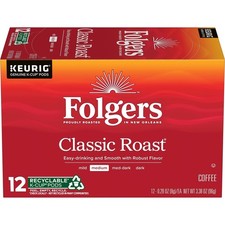 Folgers Classic Roast K Cup Pods 12 Count Medium Roast Coffee Single Serve