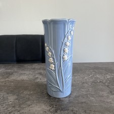 Vintage Vase Sodahl Denmark Rare Blue Raised Lily Of The Valley Flowers