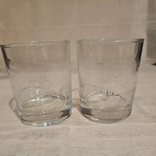 Knob Creek Bourbon 2 Double Old Fashion Rocks Glasses Topography Etched Design