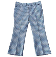 Vtg 70s 80s JCPenney Mens Herringbone Flare Leg Disco Polyester Pants 40 x 27