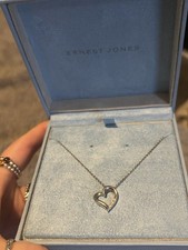 Sterling Silver Diamond Heart Necklace Ernest Jones New In Box Jewellery 