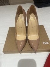 Christian Louboutin Pigalle 120 Beige Patent Leather Court Stilettos EU39 UK6