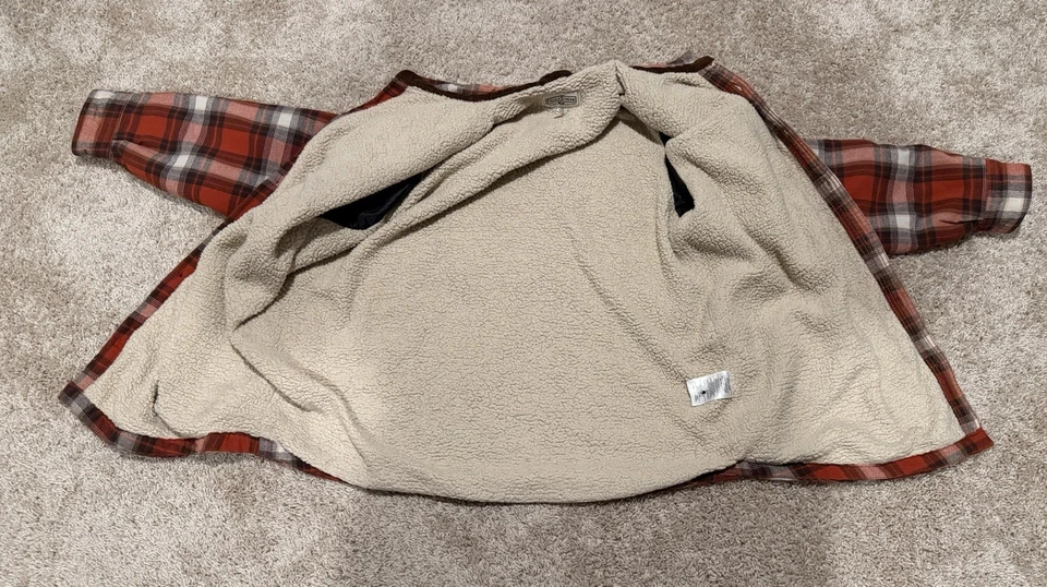 Field & Stream Flannel Shacket Mens XL Orange Jacket Sherpa Lined Hunting - Image 4 of 4