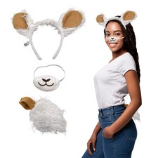 Unisex Adult Child Llama Ears Headband Nose Tail Costume Set Dress Up Accessory