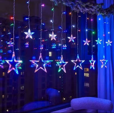 2.5M 138LED Weihnachten LED Star Fairy String Vorhang Lichterketten ( Bunte)