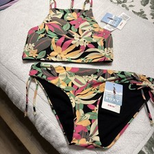 NWT ROXY PT Beach Classics Lace Up Bikini Set Size Small
