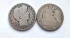 $1 Face Value 90% Silver Halves 1906 Barber and 1876 Seated--Free Shipping