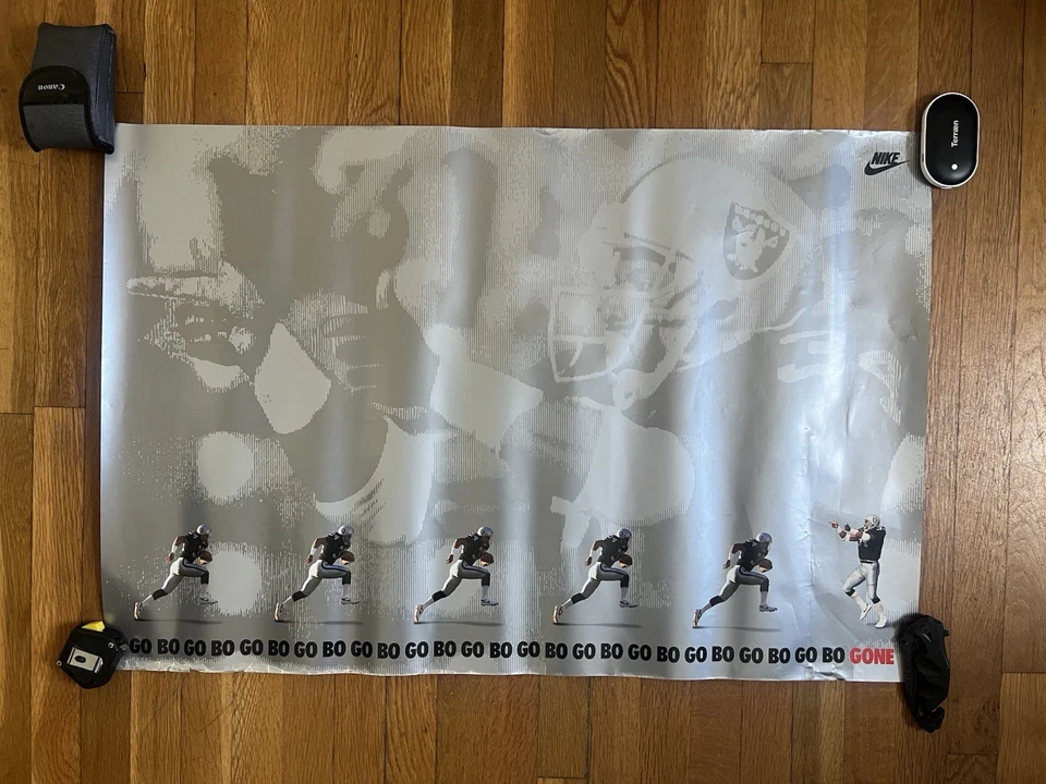 Vintage 90βs Nike Bo Jackson NFL Oakland Raiders βGo Boβ Poster Rare - Image 1 of 4
