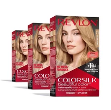 (Pack of 3) - Revlon ColorSilk Permanent Hair Color # 71 Golden Blonde