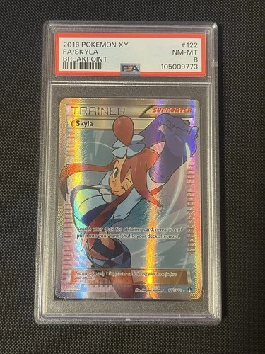 Pokémon XY Breakpoint Skyla Full Art Holo Card 122/122 PSA 8