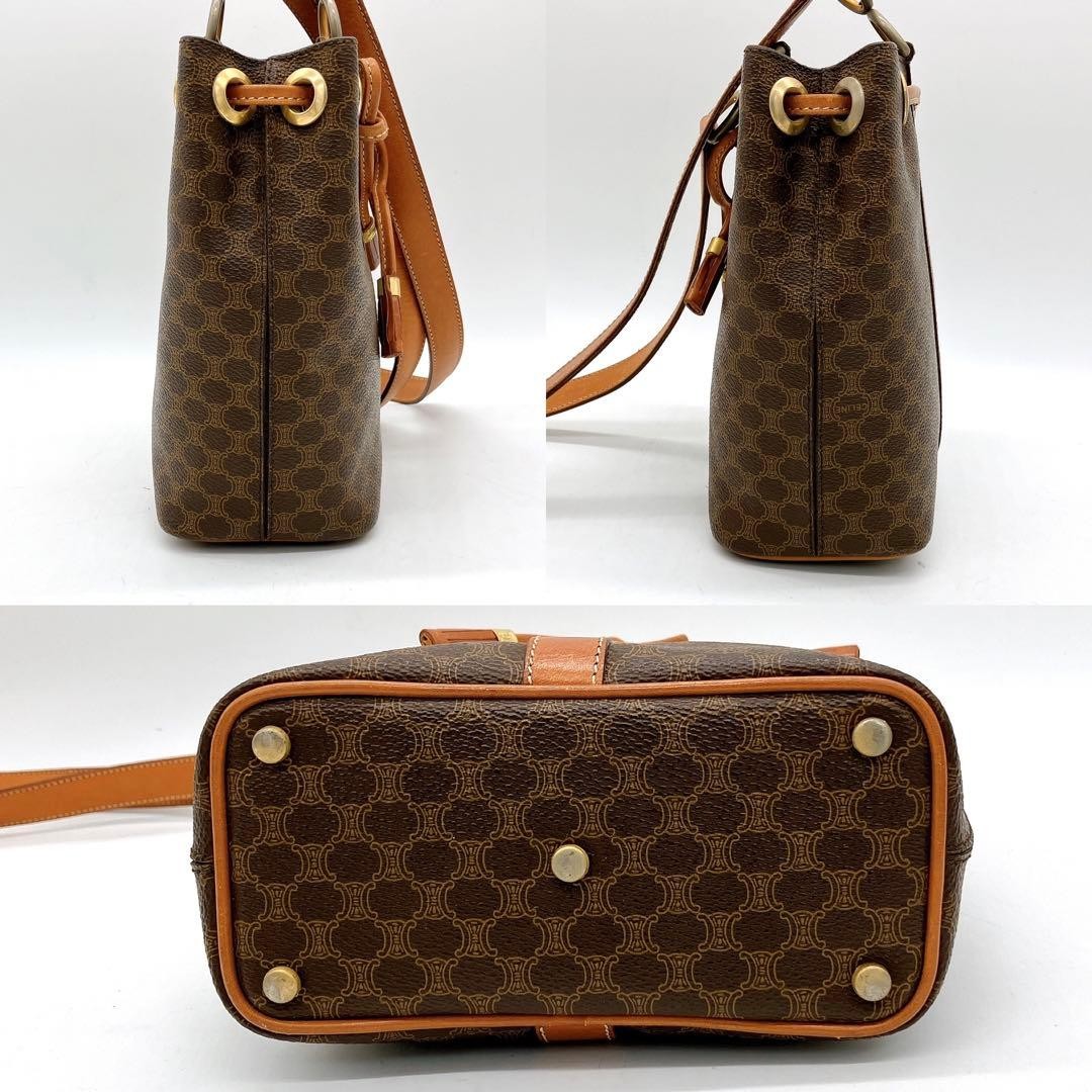 CELINE Shoulder Bag Macadam Pattern Drawstring PV… - image 14